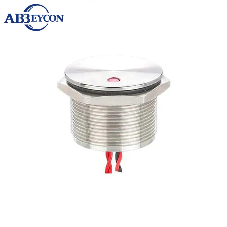 25mm Momentary RB Bi-Color Dot Illuminated Led Light IP68 Chamfer Stainless Steel Normally Open Point Lit Wired Piezo Switch |