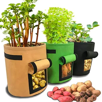

1Pcs Woven Fabric Bags Potato Cultivation Planting Garden Pots Planters Vegetable Planting Bags Grow Bag Farm Home Garden Bag