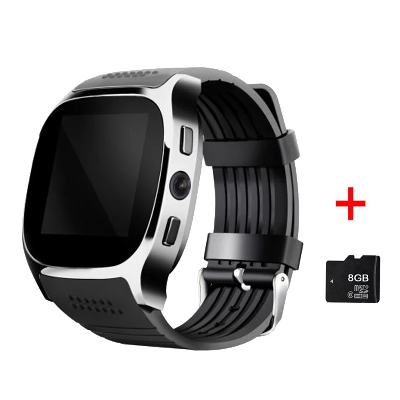 Torntisc T8 Bluetooth Смарт часы Поддержка SIM TF карты LBS определение местоположения с камерой 0.3MP smartwatch спортивные наручные часы для Android - Цвет: black8Gb