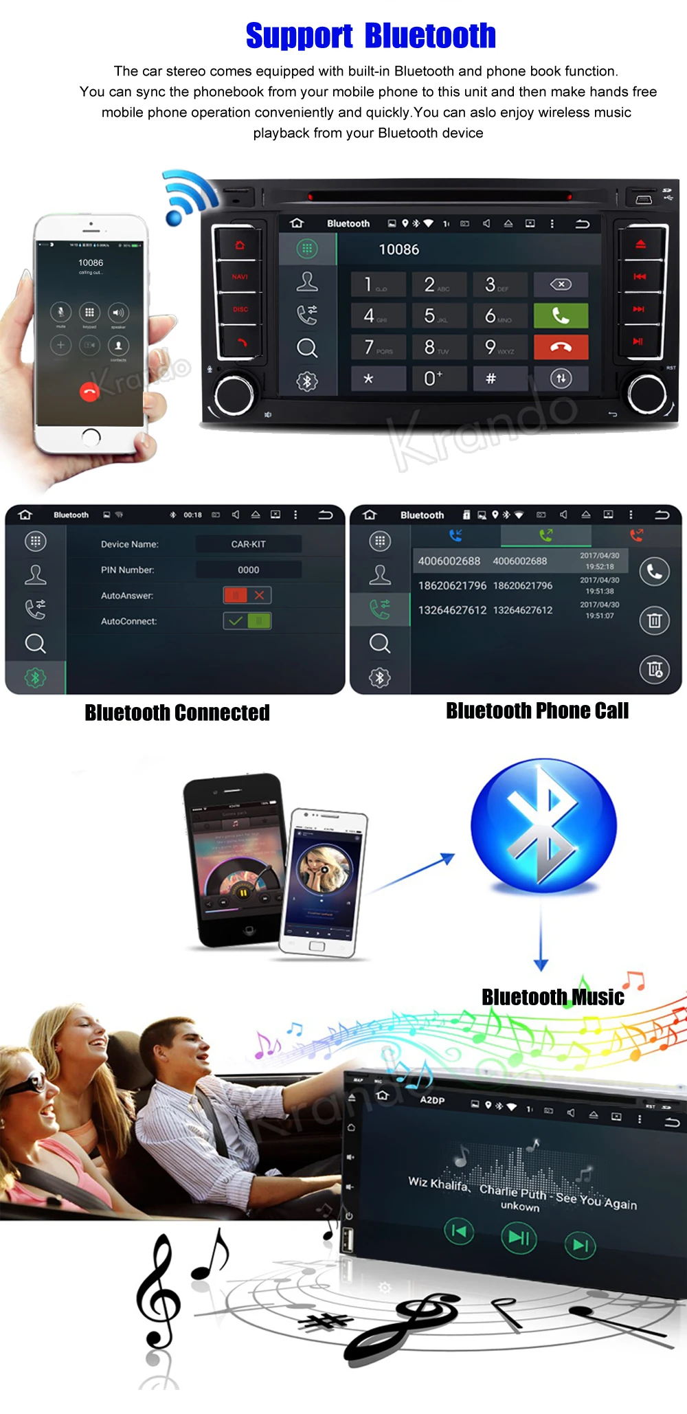 Krando Volkswagen VW Touareg T5 Transporter Multivan 2002-2011 android car radio stereo navigation gps car dvd player multimedia system (5)