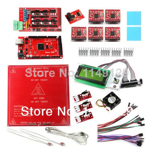 New Geeetech RAMPS1.4+Mega R3+Heatbed MK2a+Pololu A4988 Stepper Driver+LCD2004 Display,thermistor...for 3D Printer Prusa Mendel