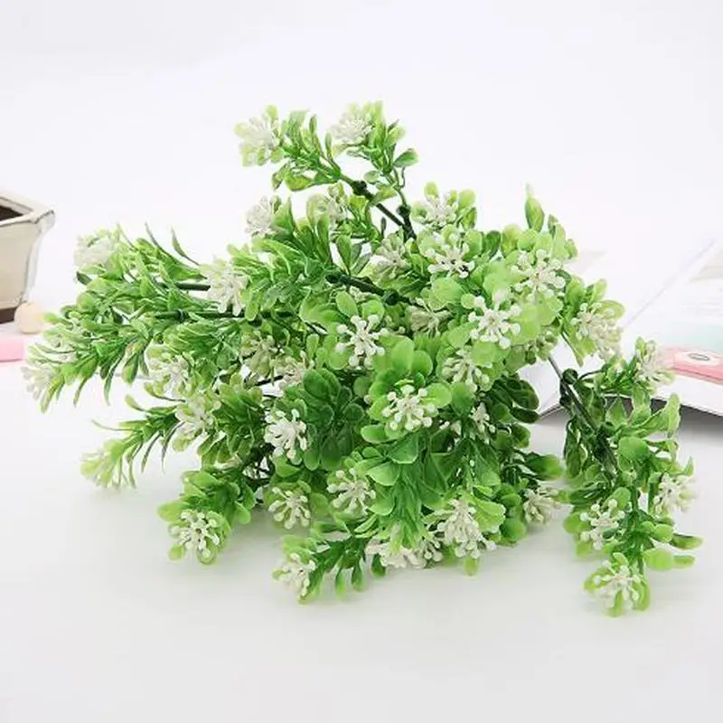 

1PC Wedding Home Hotel Wall Decoration Artificial Milan Grass Leaf Plants Fake Plastic Plant Leaves Flowers 35 leaves Green