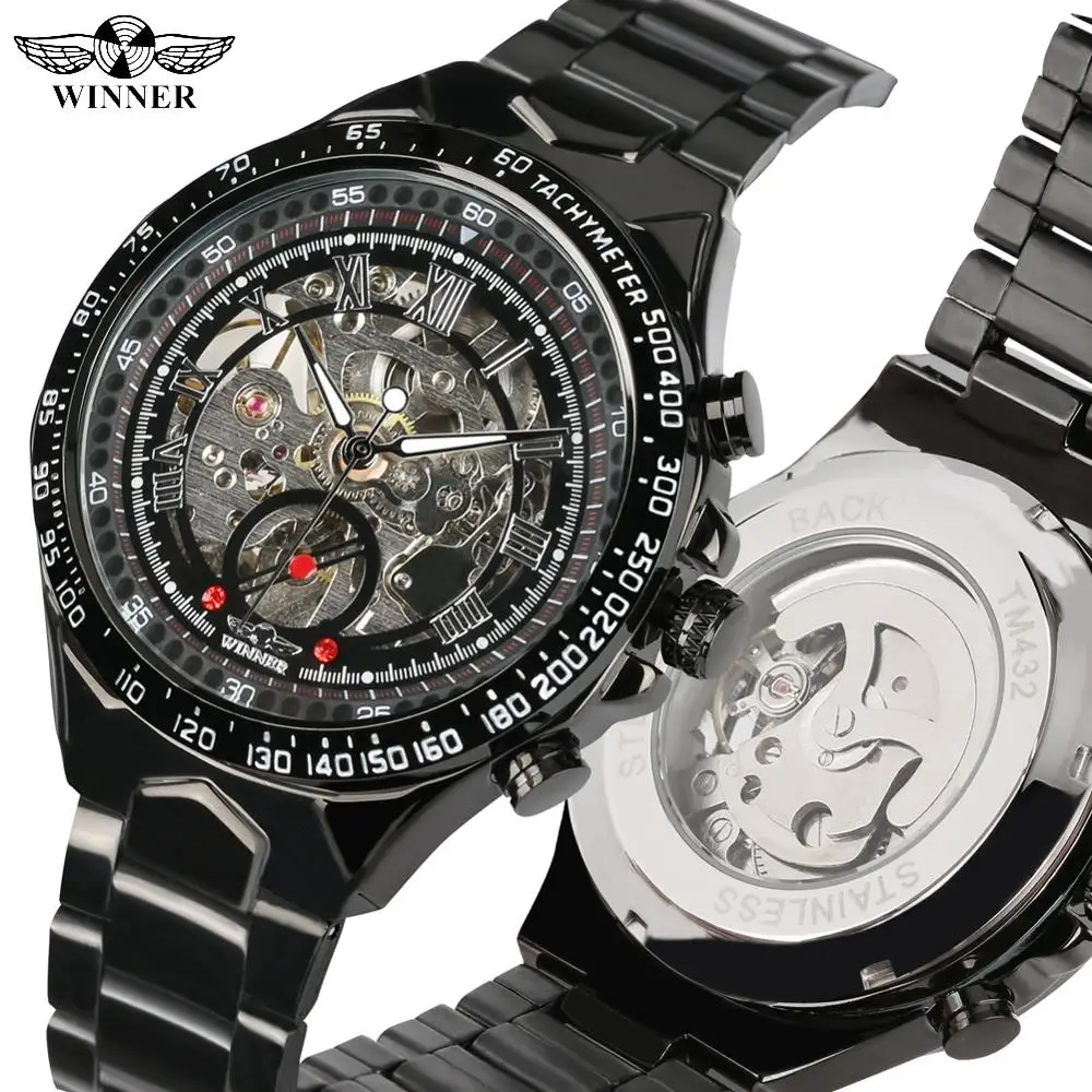 

Business Automatic-self-winding Mechanical Watches for Men Stainless Steel Silver Band Watch for Teenagers Casual Skeleton Watch