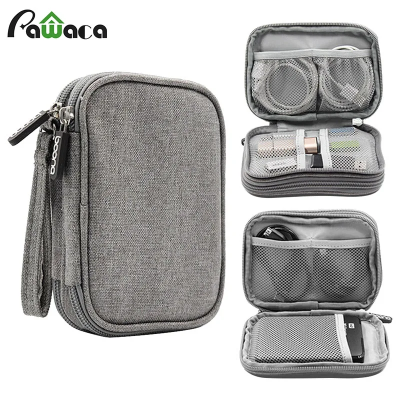 

Travel Electronic Accessories Cable Organizer Bag Portable Case SD cards Flash Drives wires earphones double layer storage box