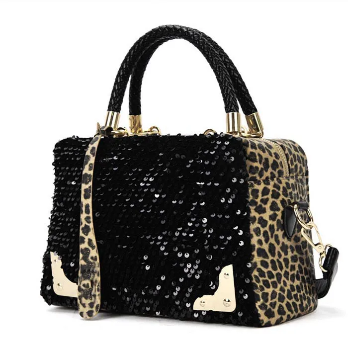 Buy Sequin Leopard Leather Handbags Big Women Bag High