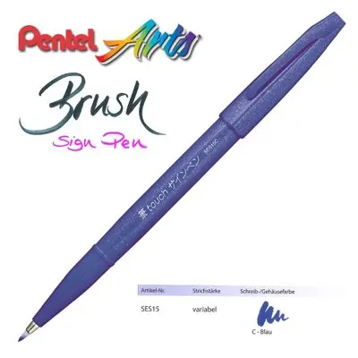 1 шт. Pentel Fude Touch чернильное перо 12 цветов гибкий наконечник фломастер, как кисть ход(SES15C-A - Цвет: Синий