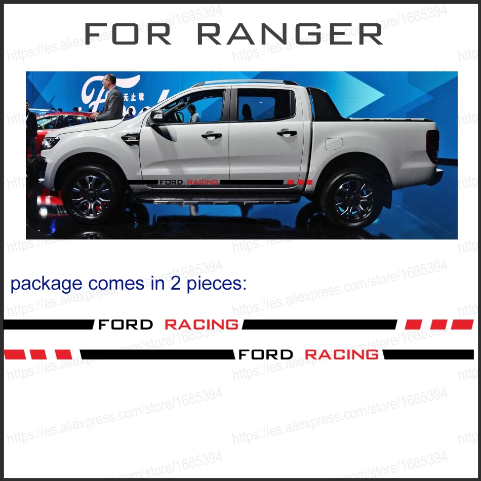 

2 PC racing Gradient side stripe graphic Vinyl sticker for Ford ranger 2012 2014 2015 2017