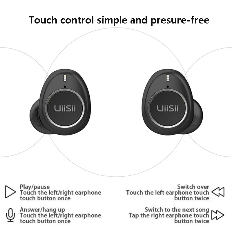 UiiSii TWS Ture Беспроводная bluetooth-гарнитура BT5.0 мини крючок для сережки наушники с зарядным устройством спортивные наушники для телефона
