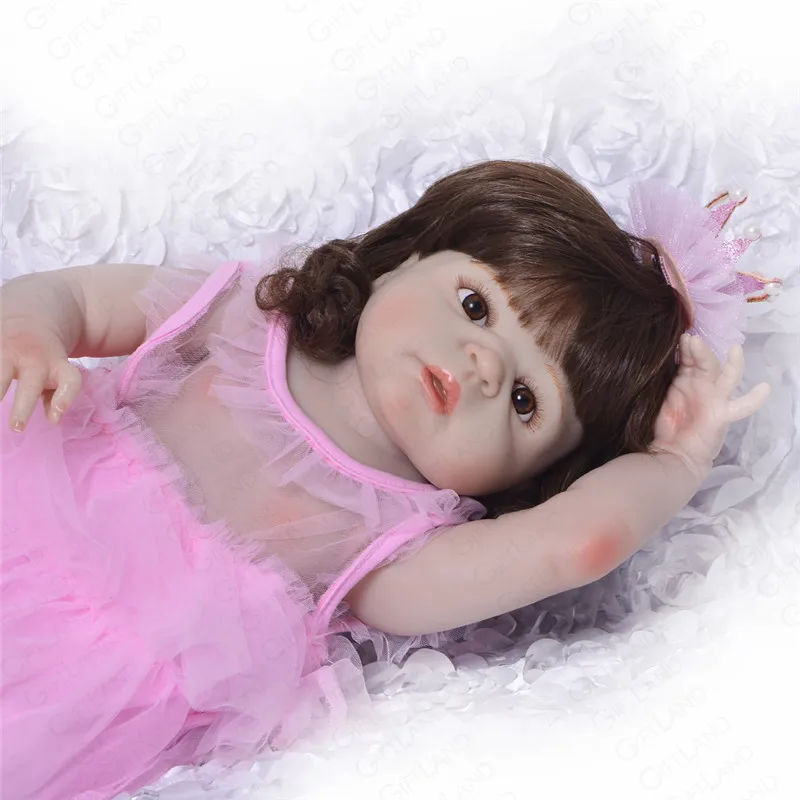 23 дюймов Reborn Baby Doll Мягкие силиконовые новорожденных куклы кукла младенец кровать
