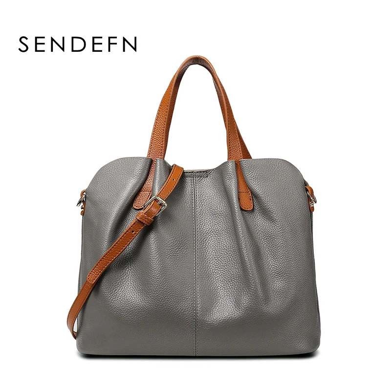 

SENDEFN 2018 Women Handbag Famous Brand Genuine leather Luxury Shoulder Bag Large Capacity Crossbody Bags Women Casual Tote Sac