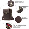 Contact's 2022 Genuine Leather Vintage Waist Packs Shoulder Bag Travel Men Card Holder Passport Waist Bag Men Cellphone Holder ► Photo 3/6