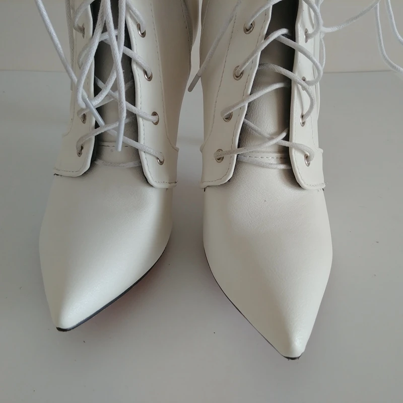 ORCHA LISA/большой размер 44, женские ботильоны на шнуровке, ботинки на высоком каблуке белые, черные, красные ботинки на тонком высоком каблуке женские ботинки