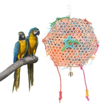 Пек Жевательная игрушечные попугаи клетка для доступа висячая игрушка качели птицы Клетка игрушки для кормления укусы для попугаев бамбуковый плетеный Канат