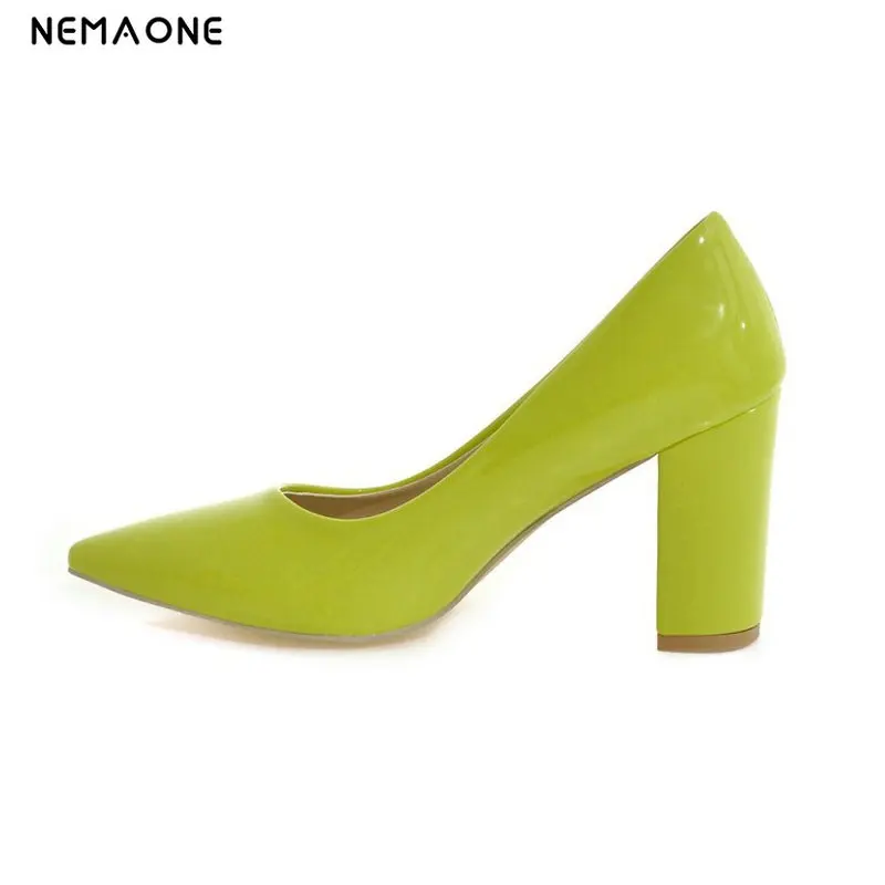 

NEMAONE Plus Size 34-43 Fashion Sexy Elegant Pointed Toe thick High Heels Women Shoes Women's Pumps