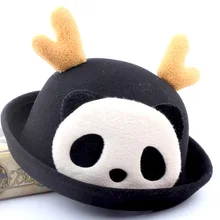 Fedoras осень-зима новая корейская мода мультфильм Маленькая шляпа Детские купольные рога горшок шляпы для мальчиков дети панда Рождество девочек