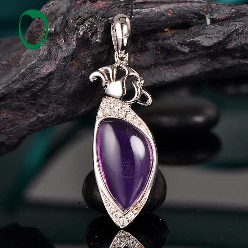 Caimao Jewelry Purple Amethyst Classic Style 925 Sterling Silver Pendant