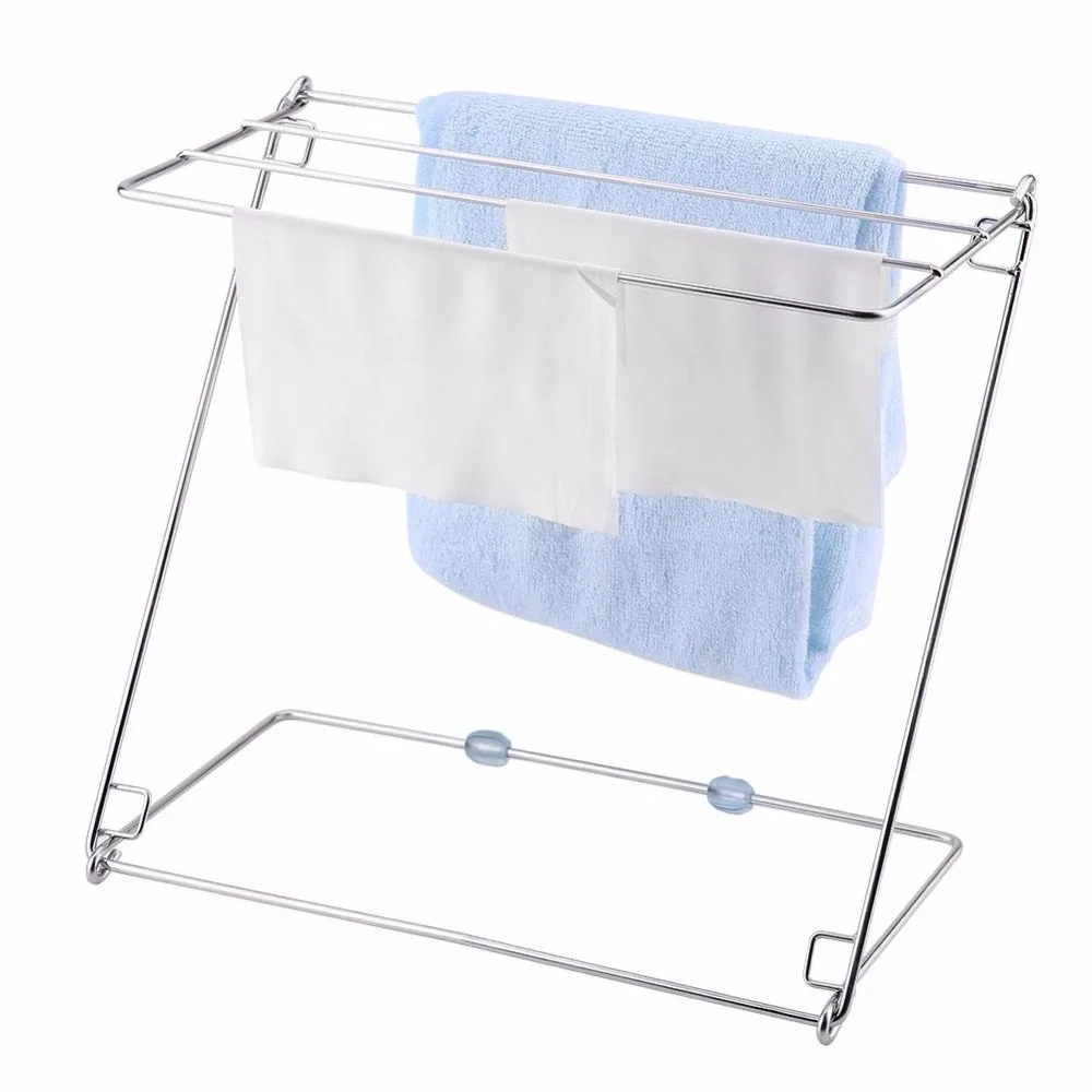 Stainless Steel Folding Towel Stand Rack 4 Layers Bathroom Kitchen