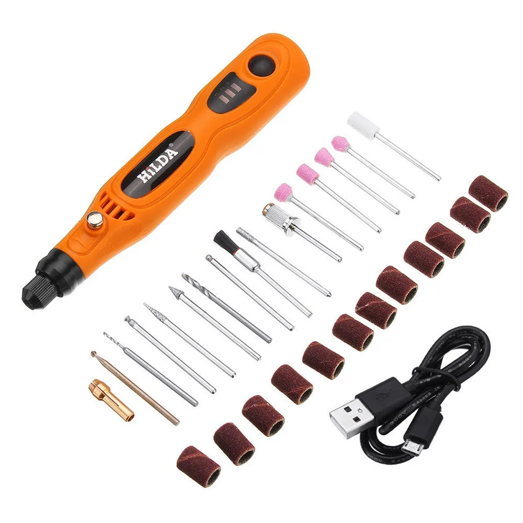 

USB Charging Rotary Tool Kit 3.6V Cordless Variable Speed Electric Grinder Drill Convenience Woodwroking Hand Tools#es