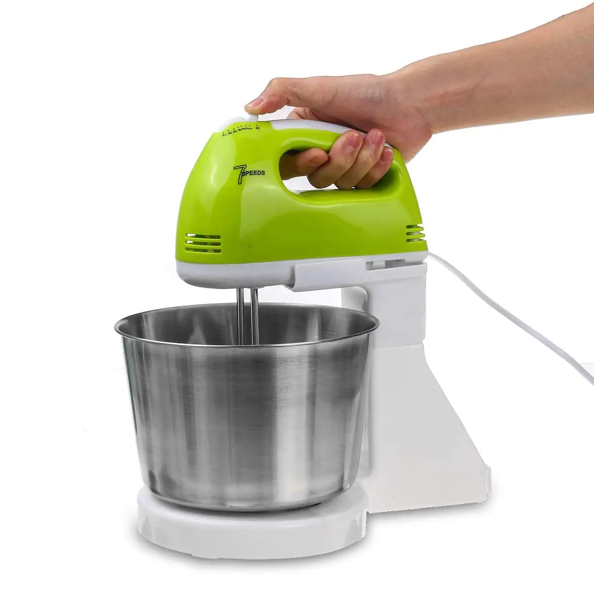

220V Handheld/Stand 2-IN-1 Electric Egg Beater 100W 7 Speed Whisk Mixer Machine Dough Maker Kitchen Cooking Baking Machine Tools