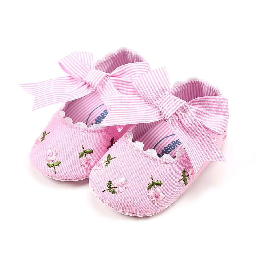 Summer Shoes Children Newborn Infant Baby Girl Boy Soft Crib Shoes Infants Anti-slip Sneaker Striped Bow Prewalker 0-18M