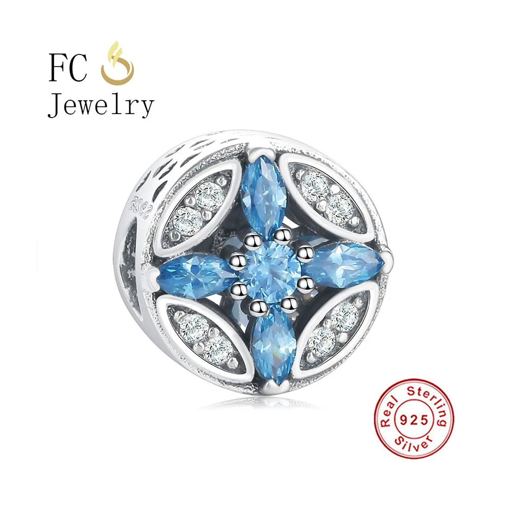 

FC Jewelry Authentic 925 Sterling Silver Beads Patterns Of Frost Crystal Charms Fit Original Pandora Charm Bracelet DIY Berloque