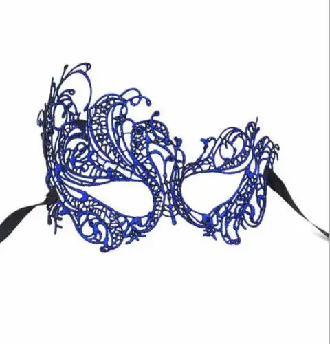 Горячая новинка Женская кружевная маска для лица бронзовая маскарадные Вечерние Маски на карнавал, выпускной, Хэллоуин, костюм декоративный, Сексуальные Вечерние Маски - Цвет: Синий