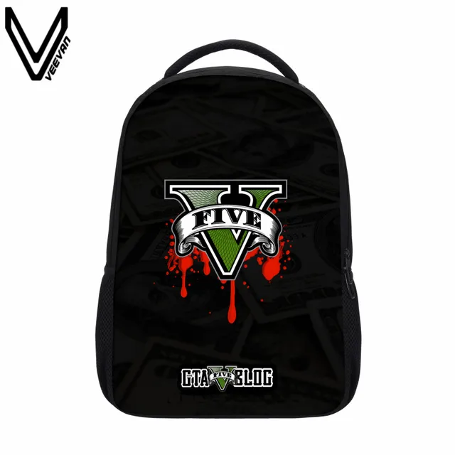 2017 VEEVANV 3D GTA5 printing simple backpack theme, perfect gift GTA 5