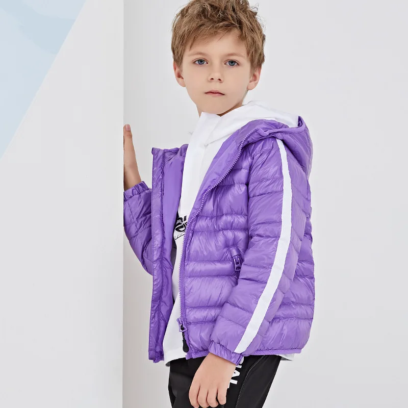90% белые куртки-пуховики для мальчиков теплая зимняя куртка-пуховик для девочек Детская Повседневная легкая пуховая верхняя одежда с капюшоном, пальто