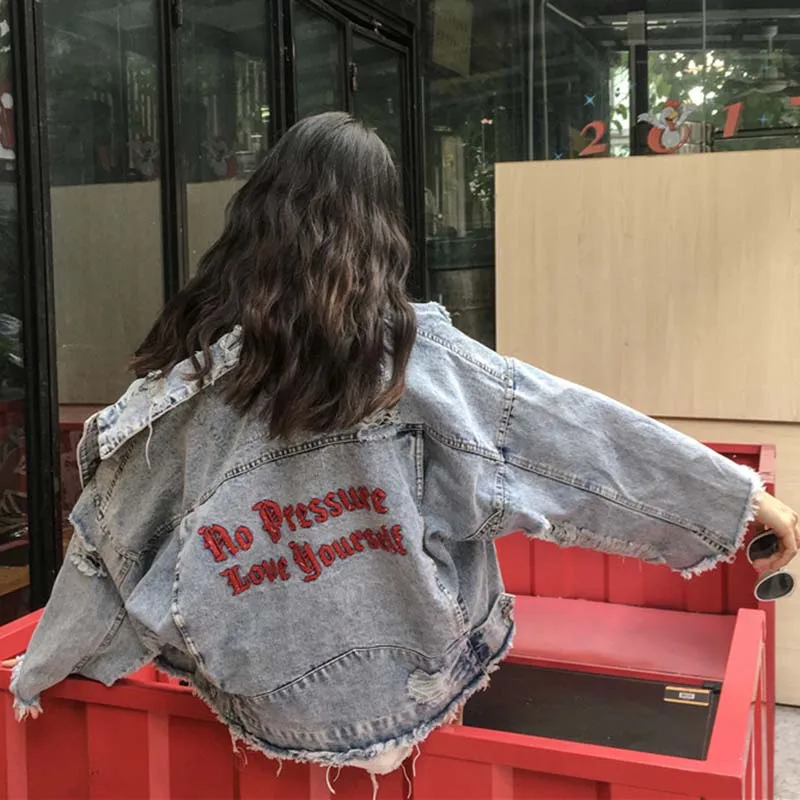 Finest  Spring Embroidery Denim Women's Jackets Loosen Women Plus Size Jackets Basic Coats For Women Street