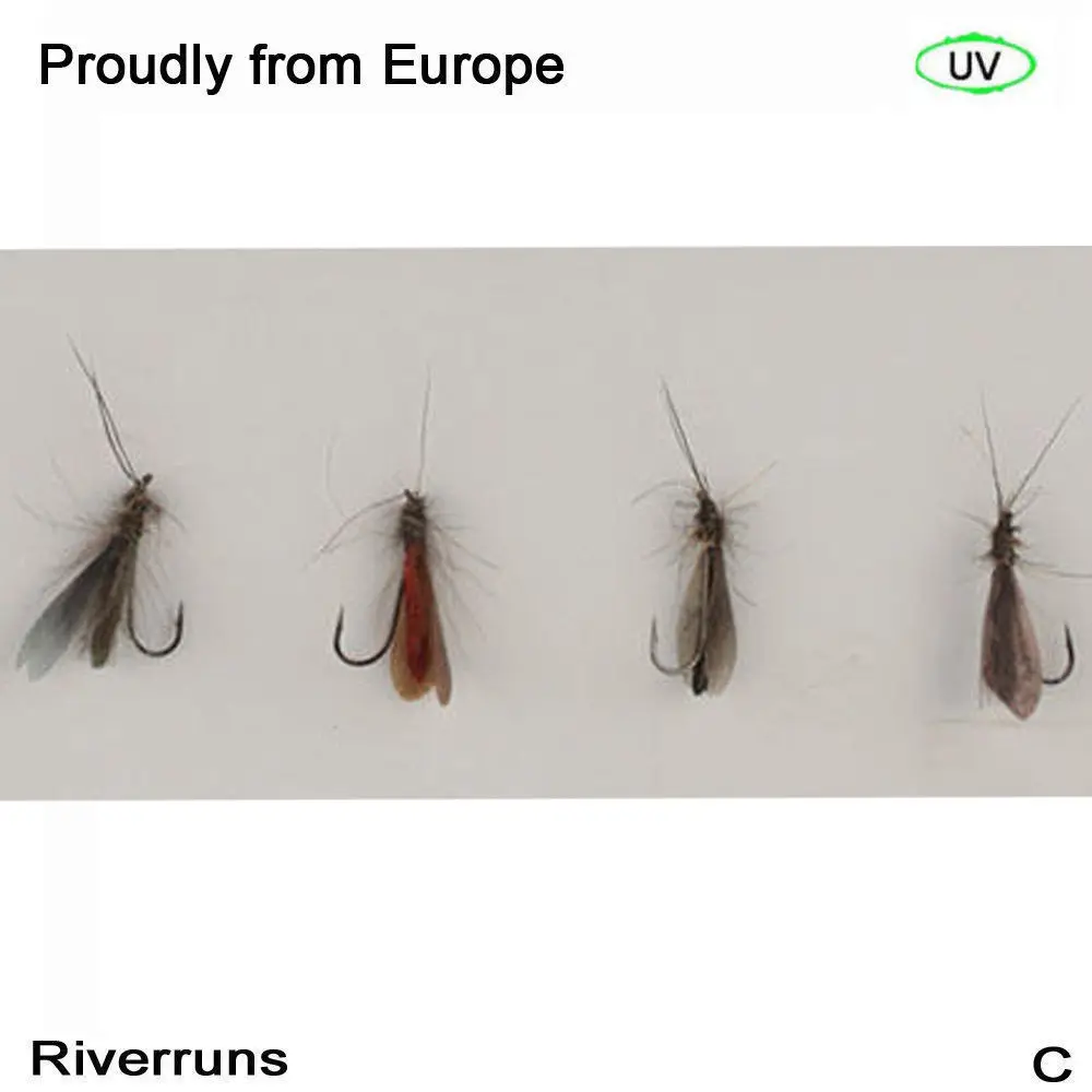 

Riverruns Realistic Flies Caddis Dry Flies Trout Flies UV 4 Colors With Fly Box