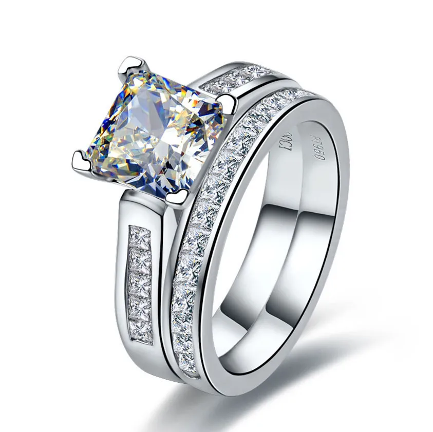 lovely jewelry 255ct genuine sona synthetic diamonds rings set for women engagement sterling silver jewelry - Cheap Real Diamond Wedding Rings lovely jewelry 255ct genuine sona synthetic diamonds rings set for women engagement sterling silver jewelry - Cheap Real Diamond Wedding Rings