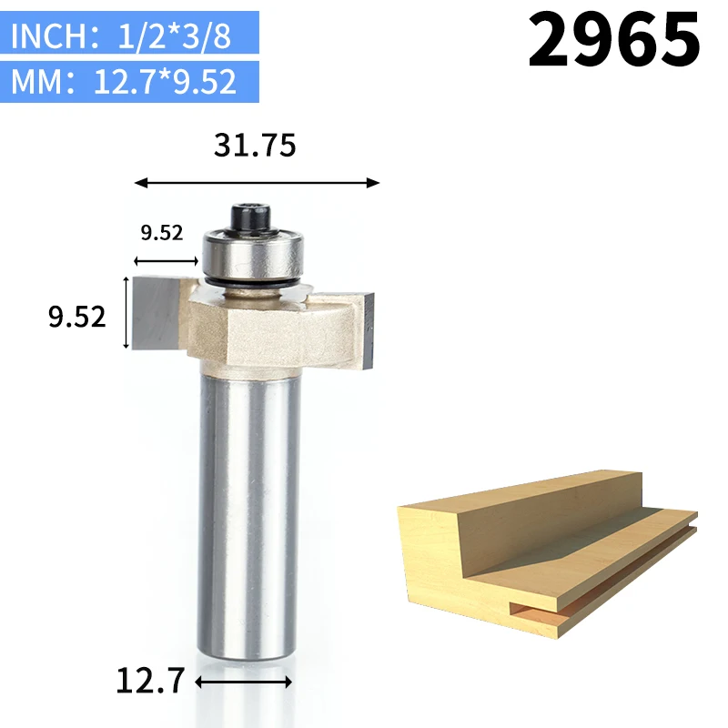 HUHAO 1 шт. 1/" хвостовик T тип бит с подшипник, деревообрабатывающий инструмент фрезы для дерева Rabbeting бит Концевая фреза - Длина режущей кромки: 2965
