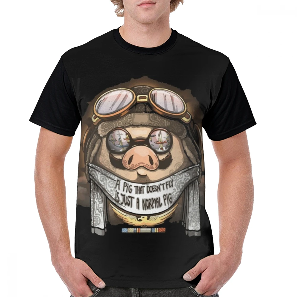 

Porco Rosso T Shirt A Pig That Does Not Fly Is Just A Normal Pig T-Shirt Awesome Men Graphic Tee Shirt Polyester Basic Tshirt