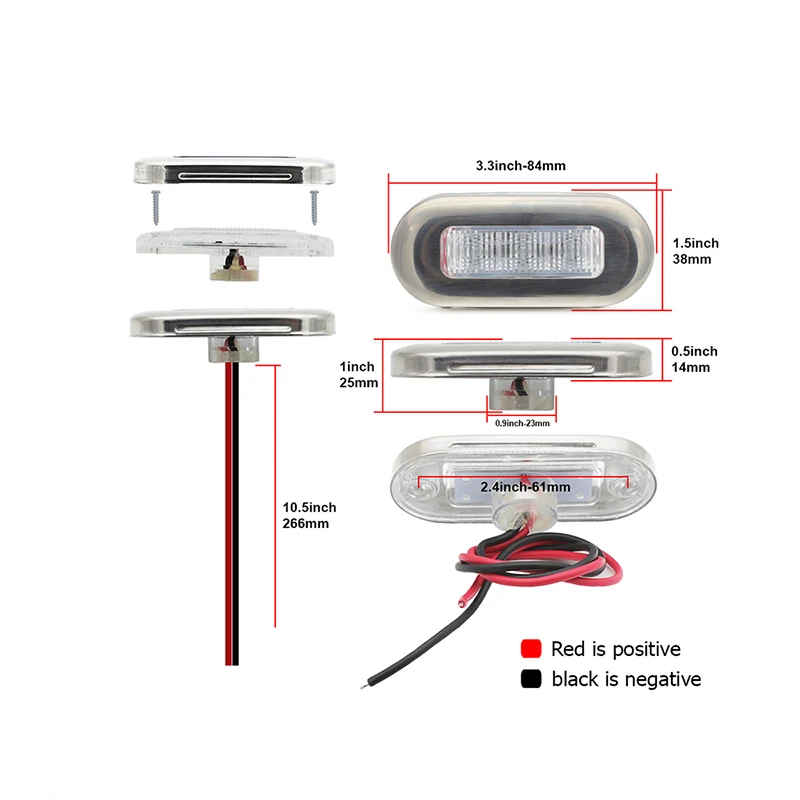 12 В светодиодный навигационный светильник для лодки, морской лодки, транца, светодиодный кормовой светильник, белый, желтый, зеленый, синий, красный
