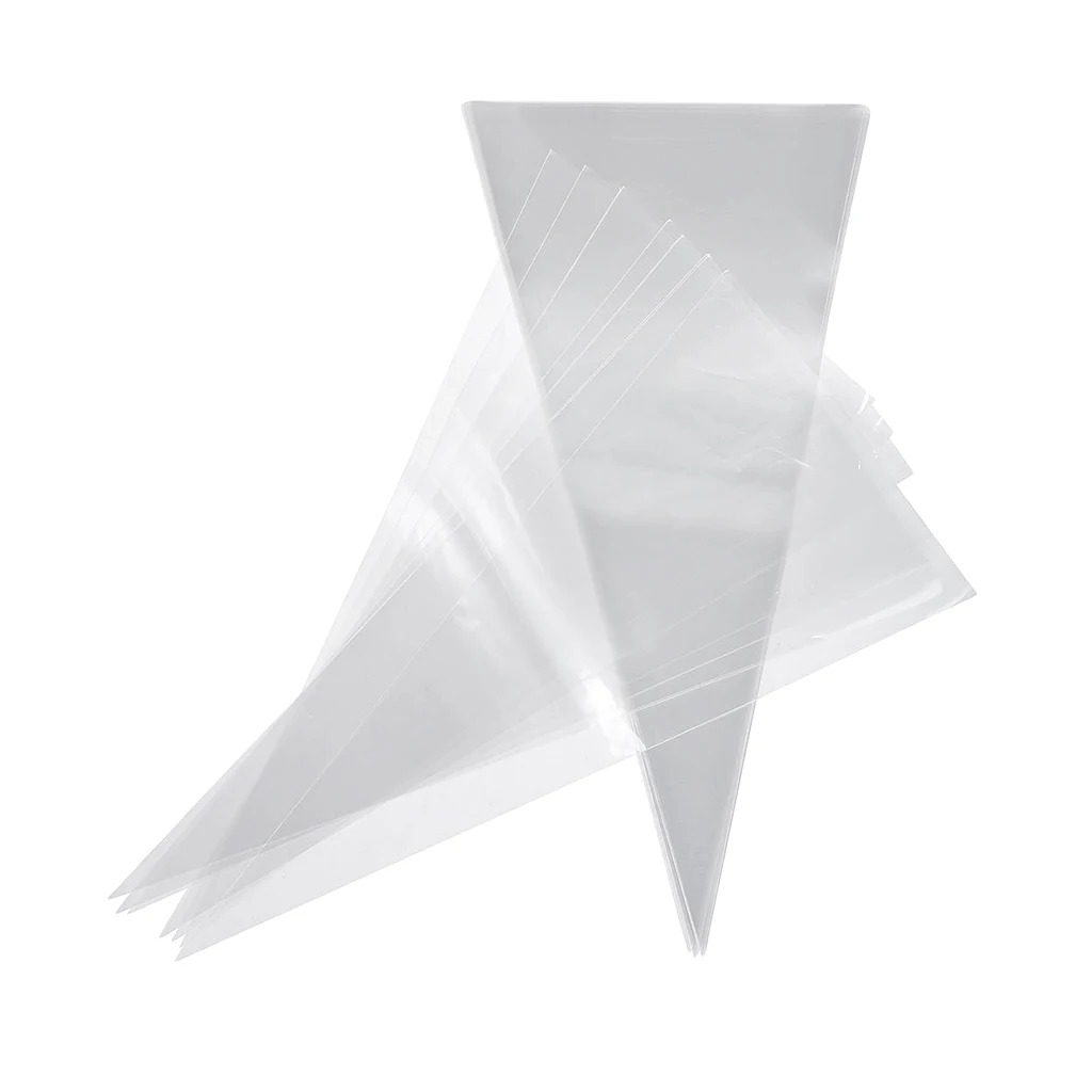50 Pcs /lot Clear Party Gift Cone Biscuit Sweet Packing Bag Candy Cellophane Cello Bags for Gift Packaging Wrapping Decoration