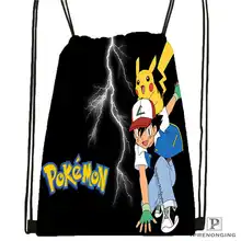 Custom pokemon_pikachu@02- Drawstring Backpack Bag Cute Daypack Kids Satchel (Black Back) 31x40cm#180611-01-43
