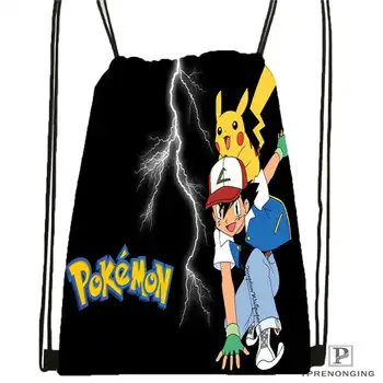 

Custom pokemon_pikachu@02- Drawstring Backpack Bag Cute Daypack Kids Satchel (Black Back) 31x40cm#180611-01-43