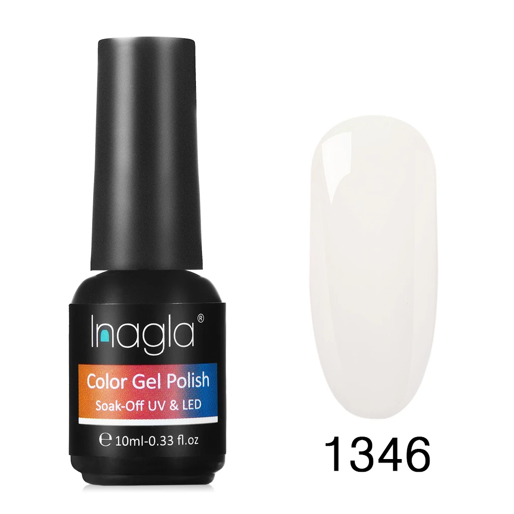Inagla, 10 мл, УФ-гель для ногтей, чистый цвет, долговечный светодиодный Гель-лак для лампы, гелевая основа, впитывающий Органический Гель-лак - Цвет: 1346