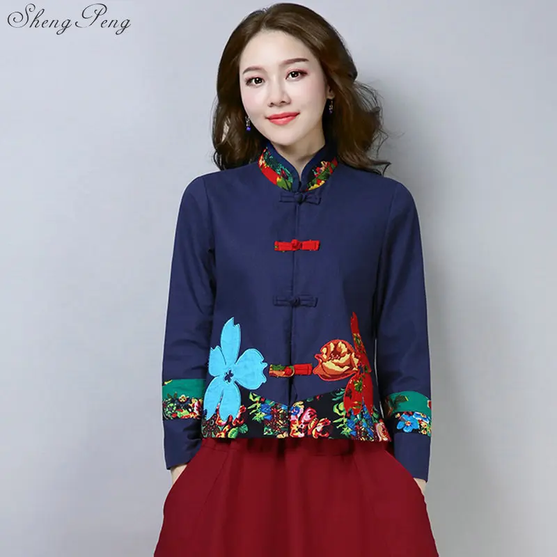 Traditional chinese clothing for women cheongsam top mandarin collar womens tops and blouses oriental China clothing V1362