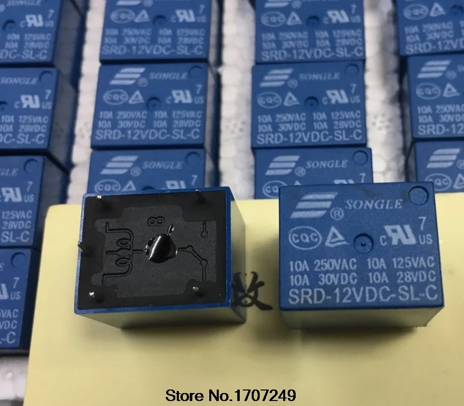 

Free Shipping 50pcs SRD-12VDC-SL-C 12V DC SONGLE Power Relay PCB Type