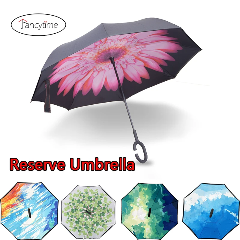 Fancytime зонт женский ветрозащитный обратный зонтик дождь Для женщин Складная Двойная застежка Слои перевернутый зонтик для Для мужчин самостоятельно стоять Для женщин зонтик зонт мужской зонтик дождь женщины