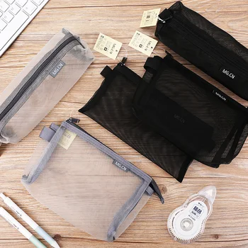 

1 Pcs Transparent Grid Zipper Pen Bag Pencil Case Storage Package for Grils Korean Stationery School Supplies Free Shipping