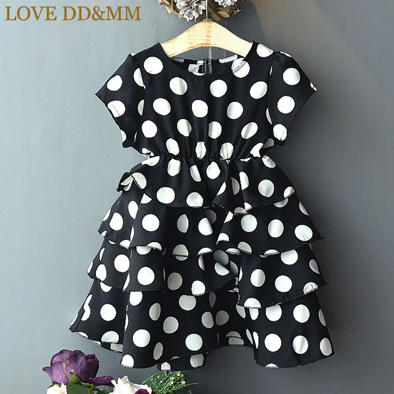 Красивые платья для девочек DD& MM; Новинка года; летняя детская одежда; удобное милое нарядное платье принцессы в горошек для девочек - Цвет: Черный