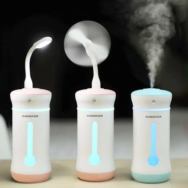 

USB three-in-one small fan humidifier creative mini mute humidifier