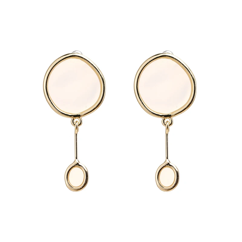 Yhpup Trendy Korean Candy Enamel Color Round Dangle Earrings Copper Geometric Minimalist Jewelry for Women Girl Summer Brincos - Окраска металла: White