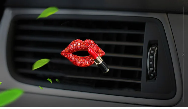 Прекрасный Алмазный Сплав Сексуальная губная помада рот освежитель воздуха автомобилей интерьера вентиляционное отверстие духи клип аксессуары