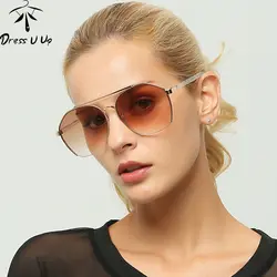 DRESSUUP сплав рамки круглые солнцезащитные очки для женщин для брендовая дизайнерская обувь большой рамки океан Цвет Защита от солнца очк