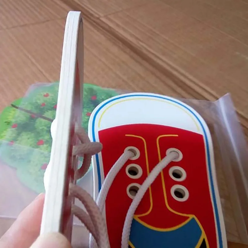 Wooden Puzzle Jigsaw Toys Montessori Educational Toys For Children Cartoon Toddler Lacing Shoes Kids Baby Early Educational Toy (6)