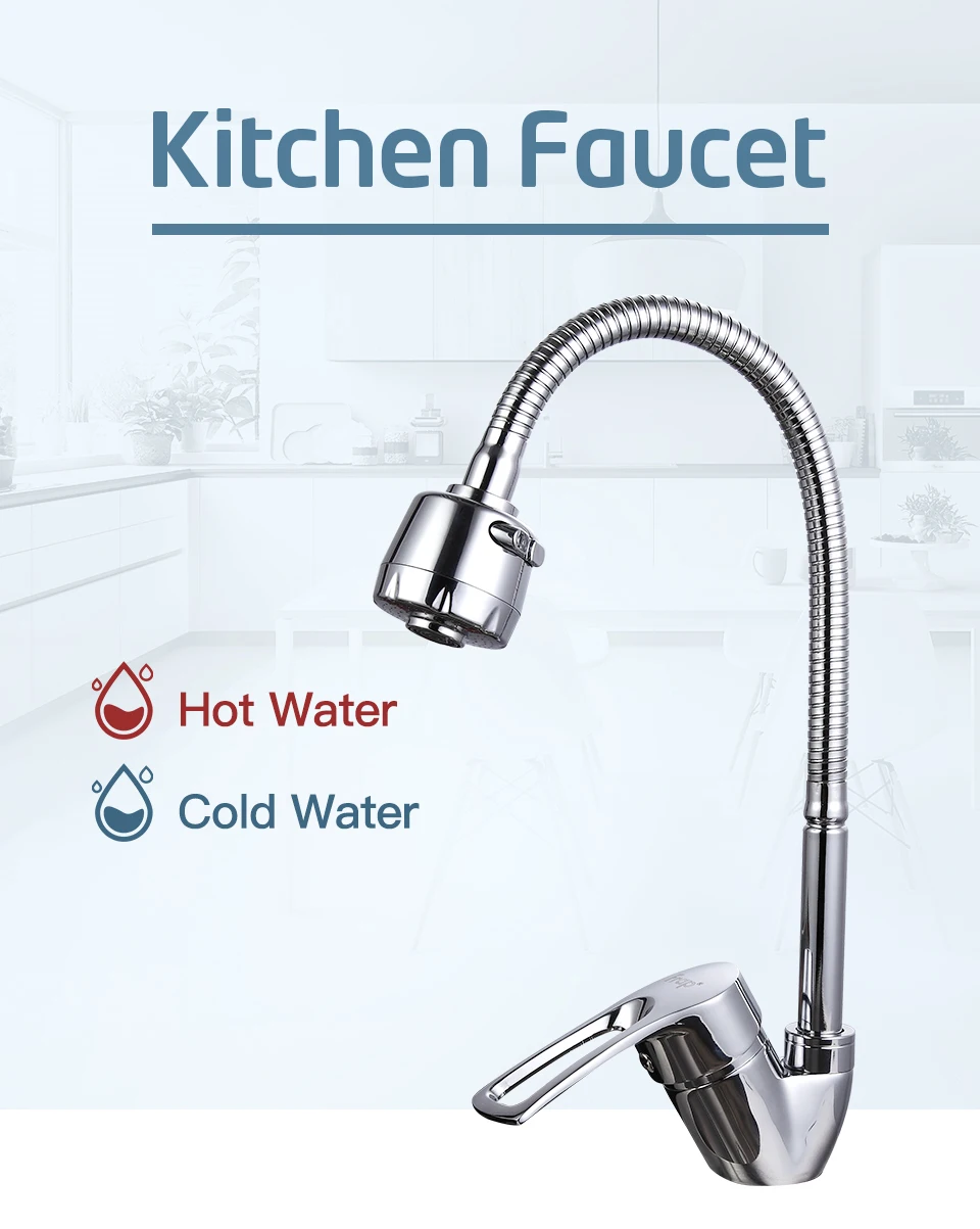 FRAP Solid Kitchen Mixer Cold and Hot flexible Kitchen Tap Single lever Hole Water Tap Kitchen Faucet Torneira Cozinha F4136-B