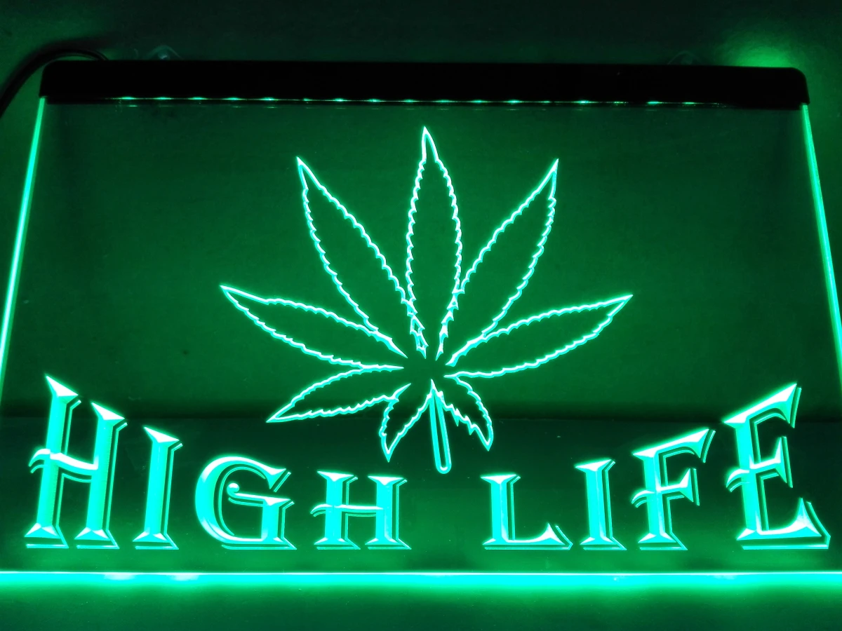 

LA403g- Hemp Leaf High Life Bar LED Neon Sign
